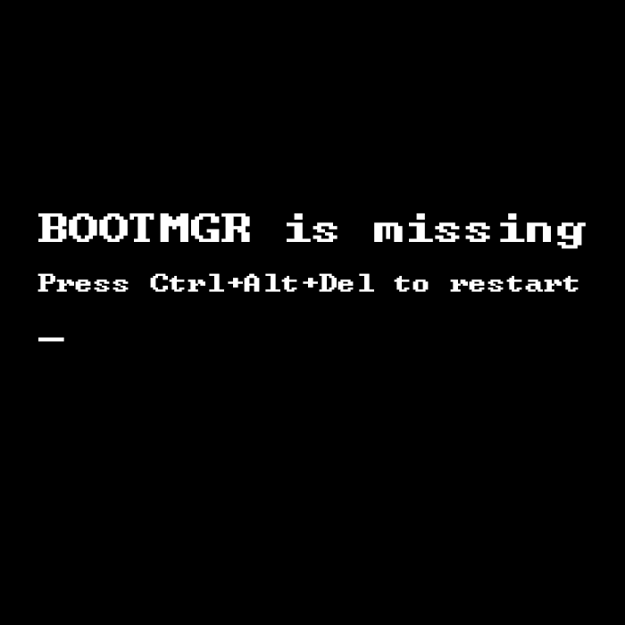 BOOTMGR is missing compressed Ctrl Alt Del to restart