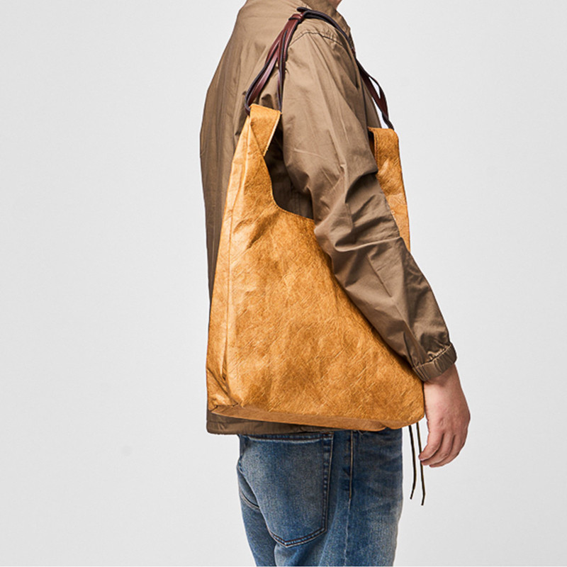 MORE THAN PAPER Waterproof Tyvek Shoulder Bag, Wear-Resistant Handbag with Adjustable Strap - Thumbnail 4