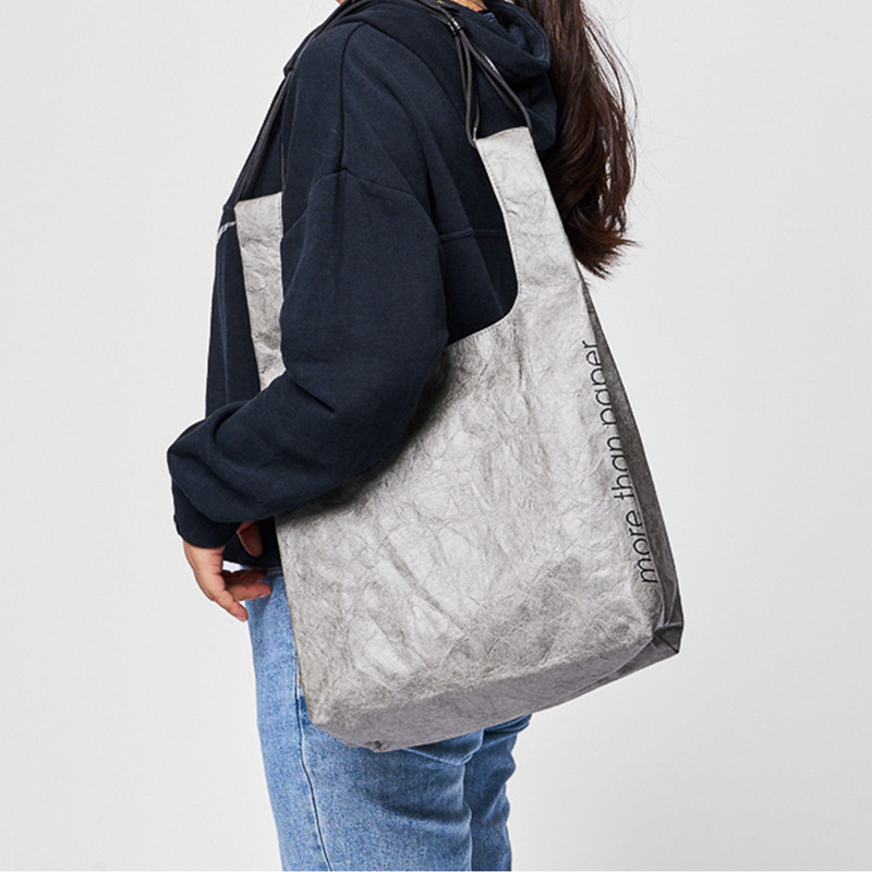 MORE THAN PAPER Waterproof Tyvek Shoulder Bag, Wear-Resistant Handbag with Adjustable Strap - Thumbnail 5
