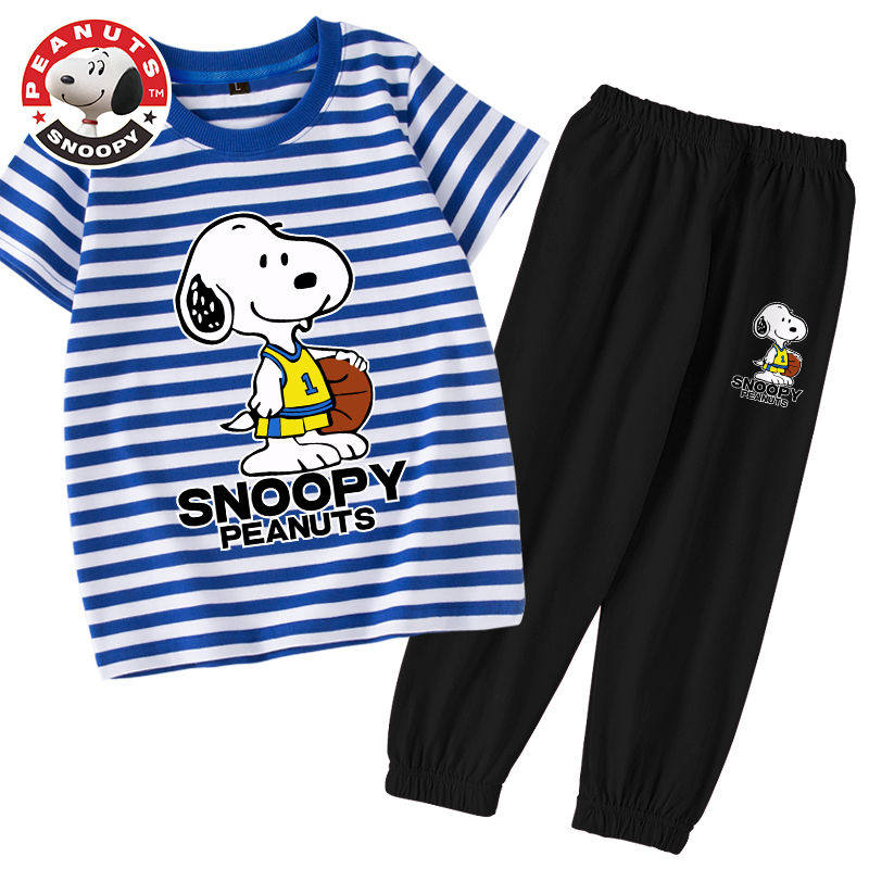 Shnubi boy striped short sleeve pure cotton anti-mosquito pants suit 2020 summer dress new kid T-shirt handsome children