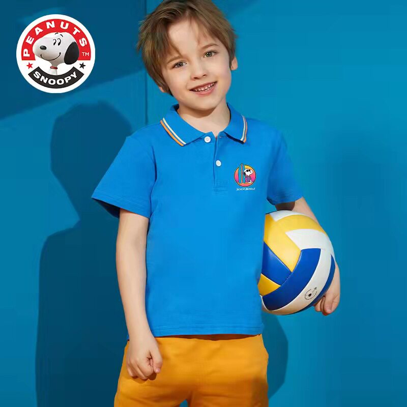 Snoopy Counter Boys Polo Shirt Summer 2022 New Western Cotton Short-Sleeved Top
