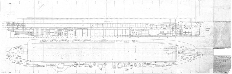 Line Drawing of the French Aircraft Carrier "Chasseur" (1940)