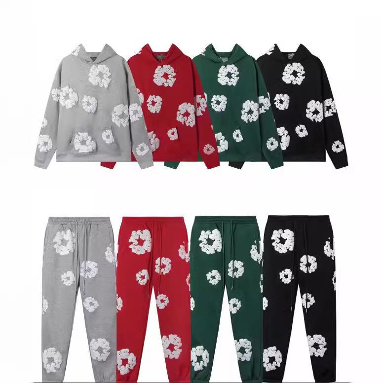 Denim Tears American Trendy Street Hip-Hop Hooded Sweatshirt Set Men's Versatile Sweatshirt and Sweatpants Set Denim Tears American Trendy Street Hip-Hop Hooded Sweatshirt Set Men's Versatile Sweatshirt and Sweatpants Set