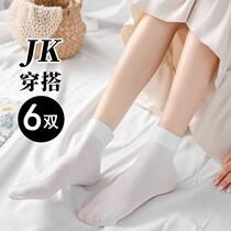 White short stockings velvet socks mid-calf socks for girls and children students summer thin jk black half calf