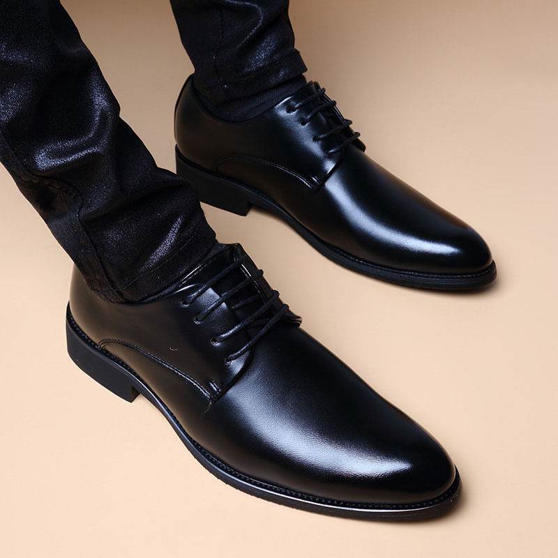 Men's Leather Shoes, Casual Business Formal Wear, Summer New Style, Height-Increasing Soft Sole, European Style, British Suit, Wedding Groom Shoes