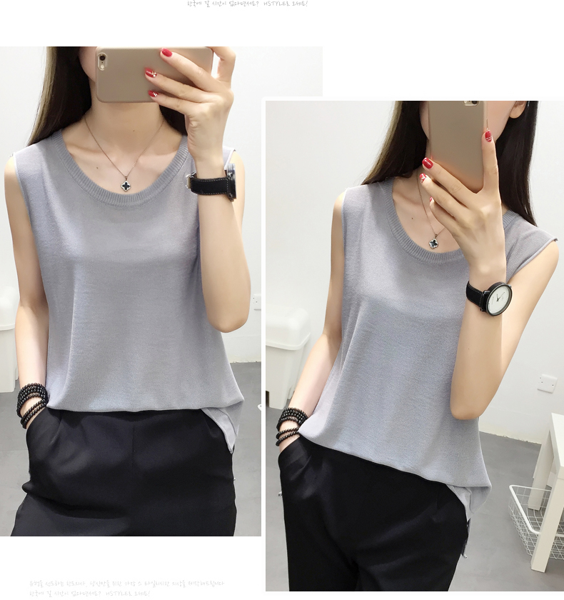 Băng lụa đan yếm trong cho mùa hè của phụ nữ ngắn ngắn mới đáy áo mặc lỏng tay T-Shirt top thời trang công sở nữ