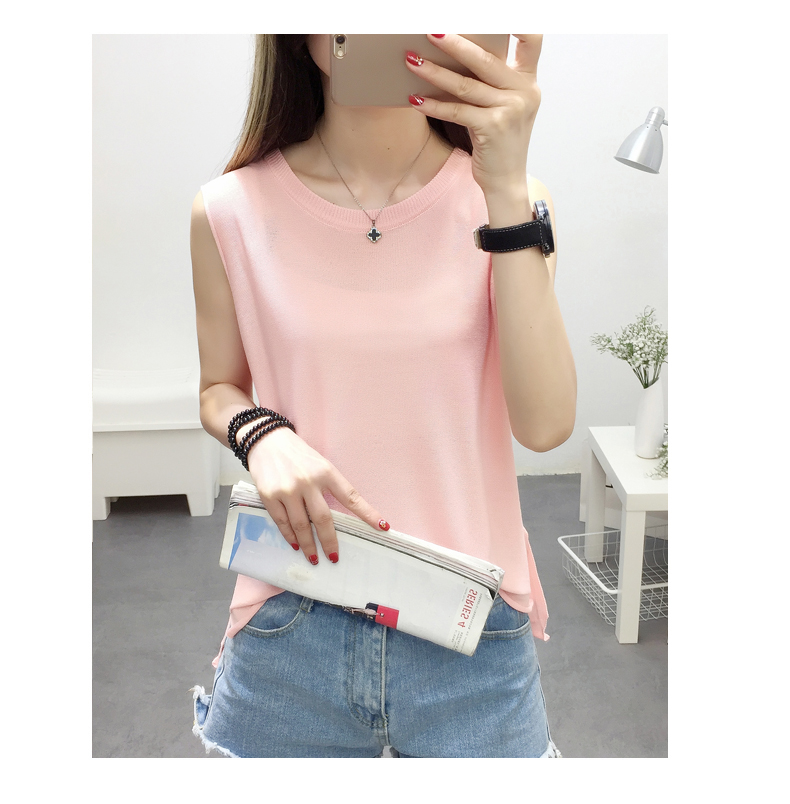 Băng lụa đan yếm trong cho mùa hè của phụ nữ ngắn ngắn mới đáy áo mặc lỏng tay T-Shirt top thời trang công sở nữ
