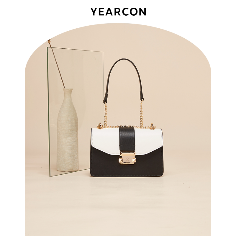 Yerkan Women's Bag 2021 New Tide Skew Satchel 2022 Bump Color Foreign Pie Single Shoulder Bag Texture Chain Bag Small Square Bag