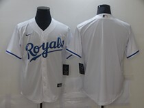 Royals jersey Royals baseball uniform Blue and white wordless blank short-sleeved T-shirt cardigan game training