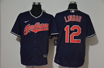 Indians jersey Indians Baseball uniform No 12 LINDOR blue gray red short-sleeved embroidered fan