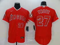 Angels Baseball Uniform Angels jersey No 27 TROUT gray white red green cardigan T-shirt short sleeve embroidery