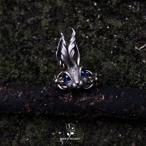 Рабочий оригинальный кролик ручной работы, кольцо, серебро 925 пробы, стиль Лолита