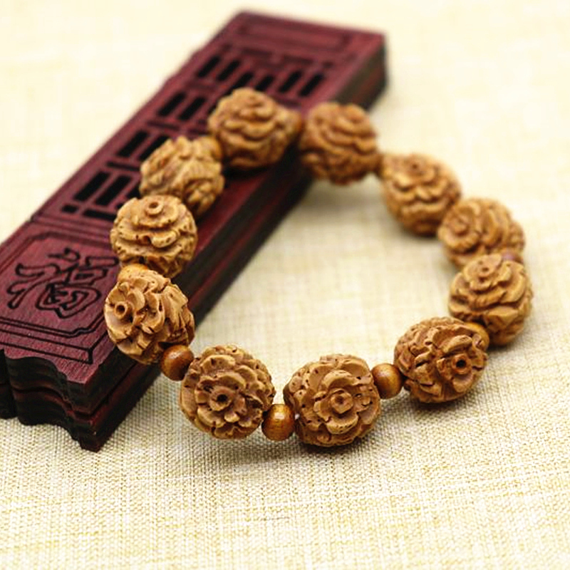 Peach Walnut Bracelet Wild Peach Hooded hand-carved accessories Accessories Ornament male and female car stalls to adorned the walnut bracelet-Taobao
