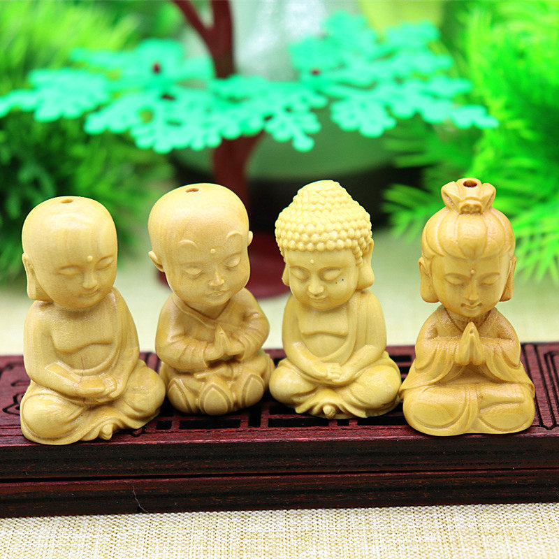 Yellow Yang wood ornament handmade cartoon pendant key buckle accessories yellow Yang engraving such as coming to monk deer head-Taobao