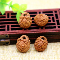 Wild natural peach husk carving genuine dragon pattern handmade diy materials baby and children basket dragon pattern blessing lock