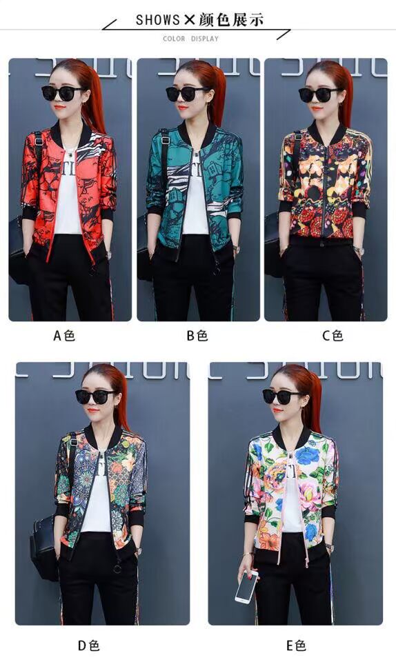 Mùa xuân và mùa thu 2019 mới của phụ nữ màu sắc thể thao và giải trí phù hợp với thời trang đồng phục bóng chày hoang dã áo len mỏng phù hợp với ba mảnh - Thể thao sau quần áo chạy bộ adidas