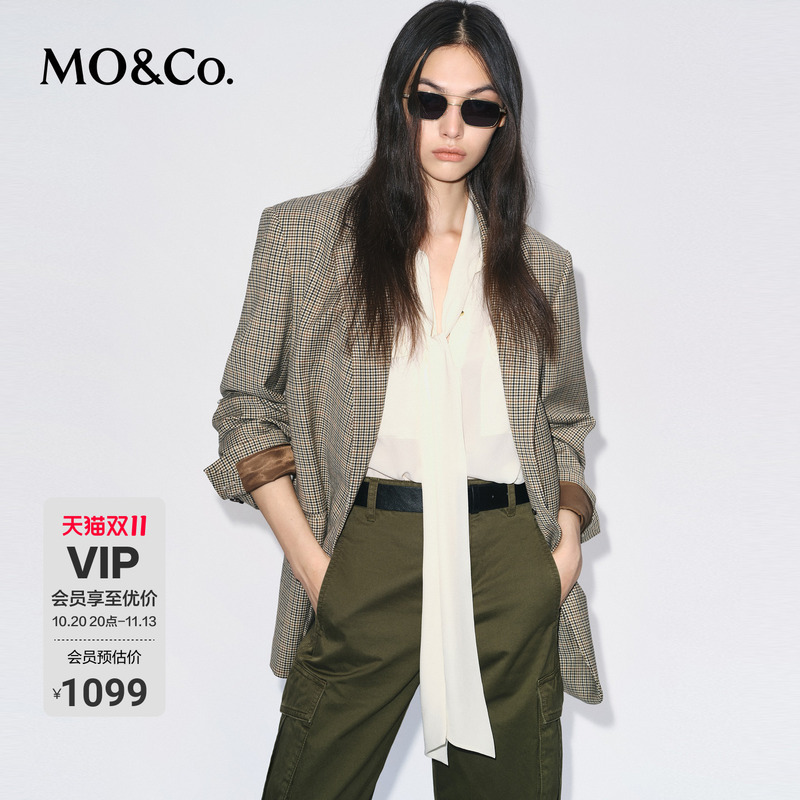 Moco Suit Wool Blend Houndstooth Woolen Coat Mo&Co. Boxyfit Moco Suit Wool Blend Houndstooth Woolen Coat Mo&Co. Boxyfit