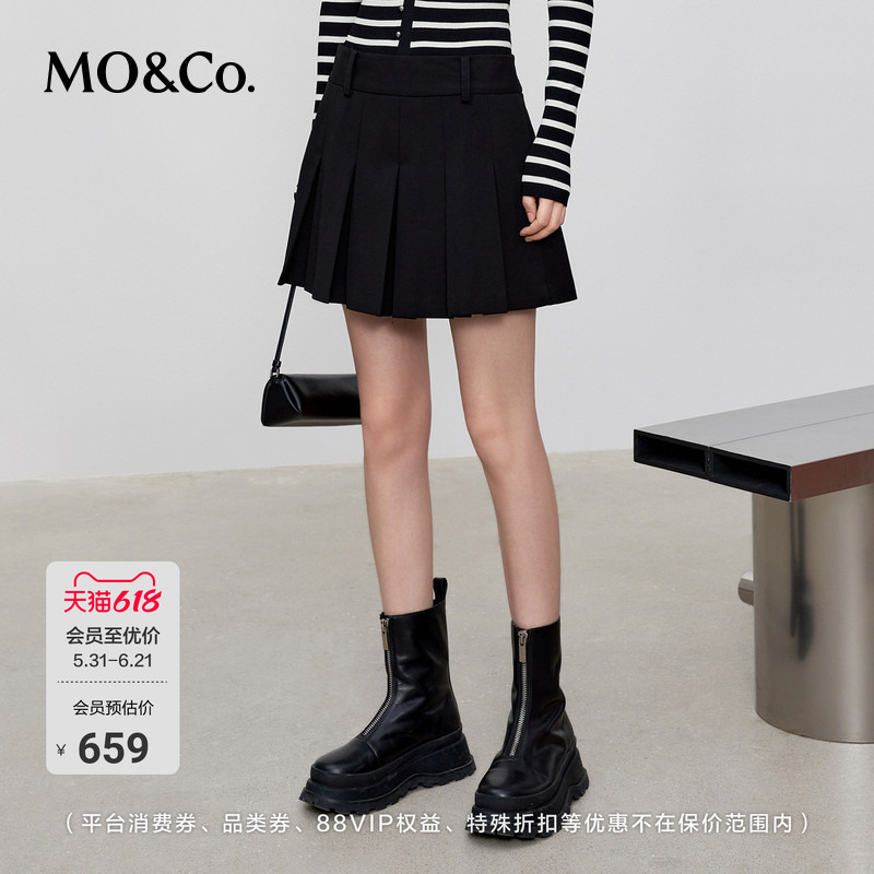 Moco Three-Dimensional Pleated Shorts Skirt A-Line Shorts Skirt Casual Pants High-Waisted Skirt Mo Anke