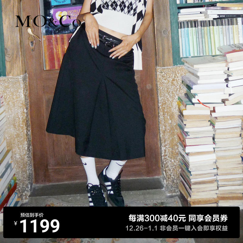 MOCO2023 autumn new products deconstructing pleats incl. high waist half body skirt MBC3SKT019 with double belt-Taobao