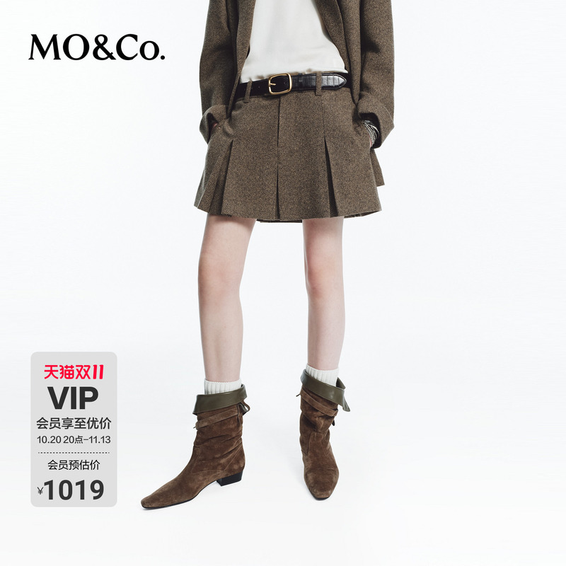 Moco Short Skirt 2026 Autumn New Product Containing Sheep Wool Tweed Retro College A-Line Skirt Mbf3Skt002 Moco Short Skirt 2026 Autumn New Product Containing Sheep Wool Tweed Retro College A-Line Skirt Mbf3Skt002