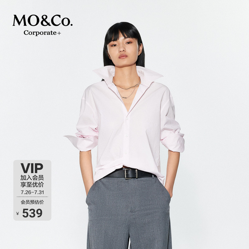 【C+ Series】Moco Shirt, High-Thread-Count Cotton, Three-Quarter Sleeves, Medium Sleeves, Crisp, Unisex, Simple, Commuter Style, Mo Anke