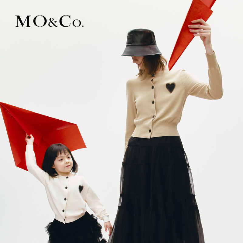 (cotton wool × mountain cashmere) (pro-child clothing) MOCO2023 Spring new products caring embroidery knit cardio-hoodie-Taobao