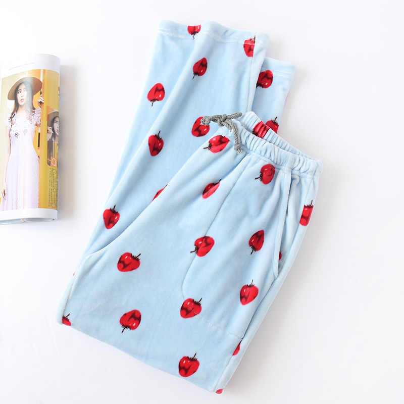 Quần pyjama nữ mùa thu san hô nhung nhung quần nhung giản dị quần lớn kích thước ấm cộng với nhung dày flannel nhà quần quần kaki