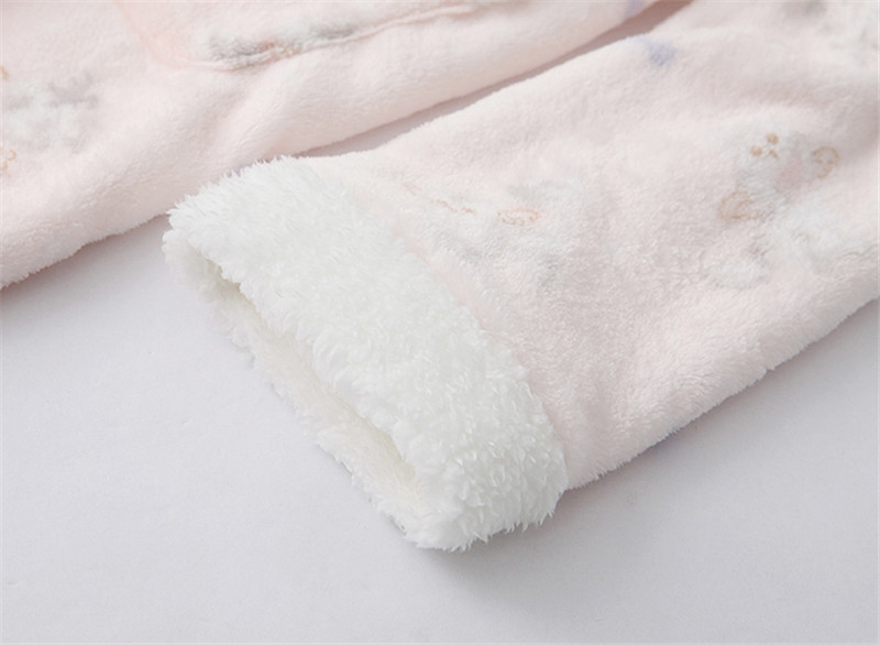 [Flannel nightdress] mùa thu và mùa đông nữ dễ thương mèo tai thỏ nhà váy dài dịch vụ nhà san hô nhung đồ ngủ phía bắc vay ngu lua cao cap