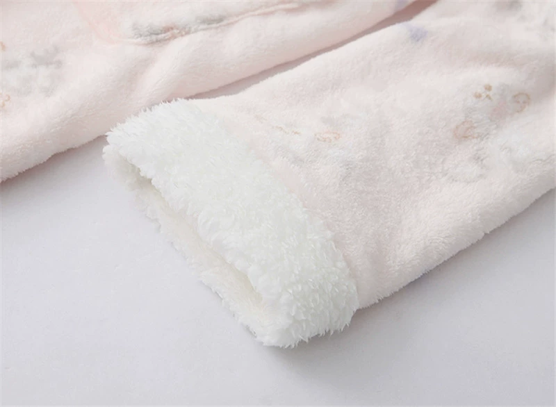 [Flannel nightdress] mùa thu và mùa đông nữ dễ thương mèo tai thỏ nhà váy dài dịch vụ nhà san hô nhung đồ ngủ phía bắc