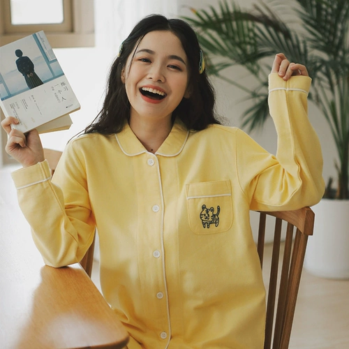 Хлопковая бархатная кремовая удерживающая тепло пижама, цветной осенний комплект