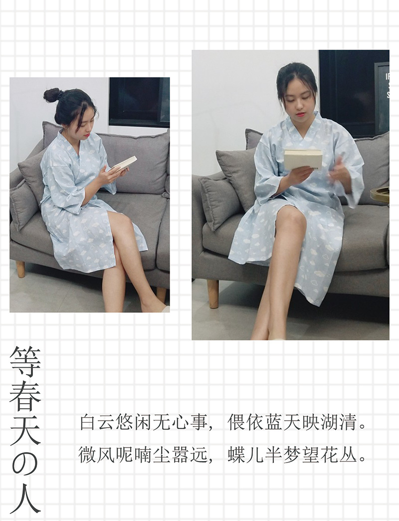 Áo choàng gạc cotton Nhật Bản váy ngủ nữ mùa hè và mùa thu rất phẳng đôi kimono nam và áo choàng tắm gió áo choàng tắm dịch vụ nhà đầm trắng dự tiệc