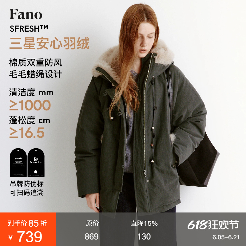 Fano Fur Collar Hooded Windproof Workwear down Jacket for Women with Loose Drawstring and Fur Trim Parka Coat Fano Fur Collar Hooded Windproof Workwear down Jacket for Women with Loose Drawstring and Fur Trim Parka Coat
