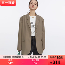 Van Lo 2024 Spring New Suit Jacket Woman Superior Fried Street Design Sensation Little Crowdbrown Curry Little Western Suit Blouse