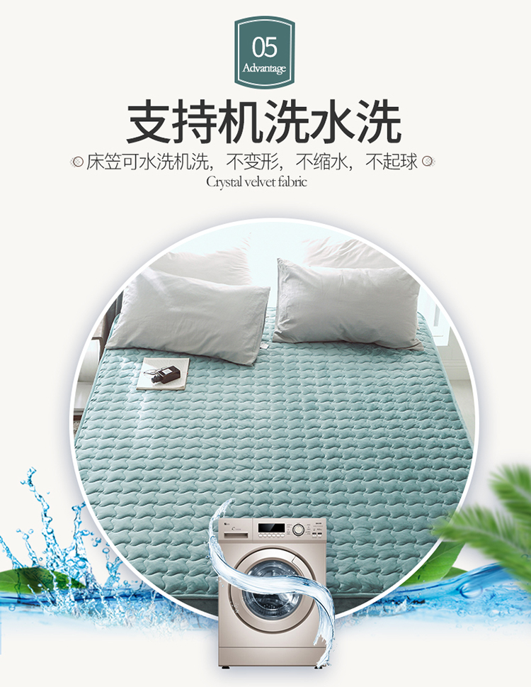 Mùa thu và mùa đông mới dày nhung pha lê giường 笠 mảnh duy nhất màu tinh khiết bao gồm tất cả chăn Simmons nệm trải giường Ga chun chần Everon