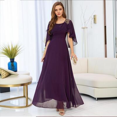 European and American chiffon dress, loose and fitted bridesmaid dress, daily party shawl, evening dress