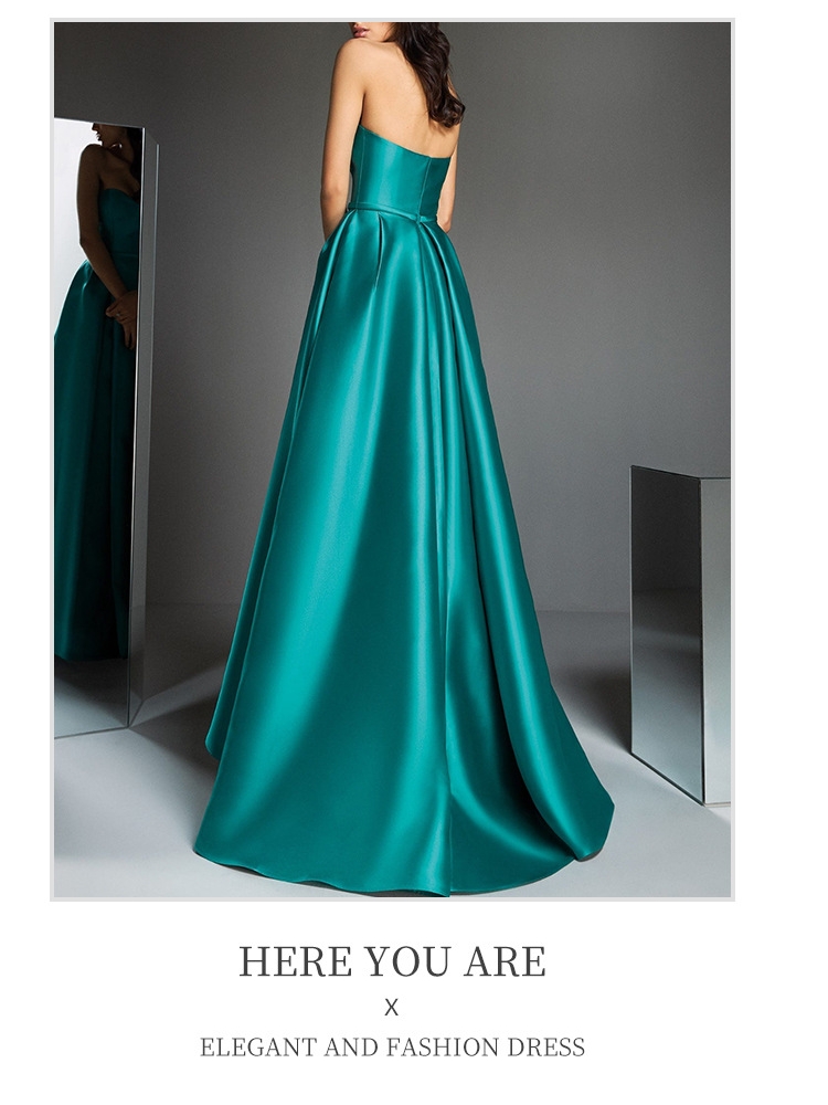 Elite green long skirt, long bra top, evening dress, European style