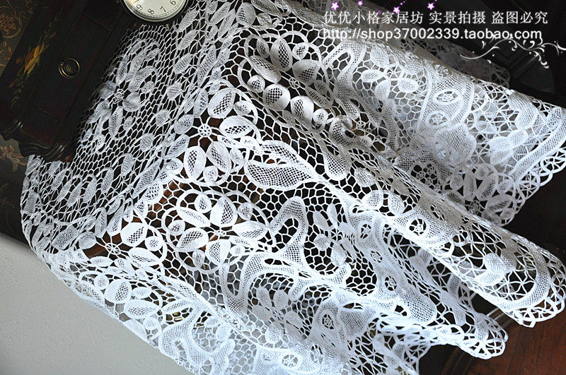 скатерть 经典老货原稿奢华外贸原单手工抽纱rb003纯棉百带丽花生扣圆桌布