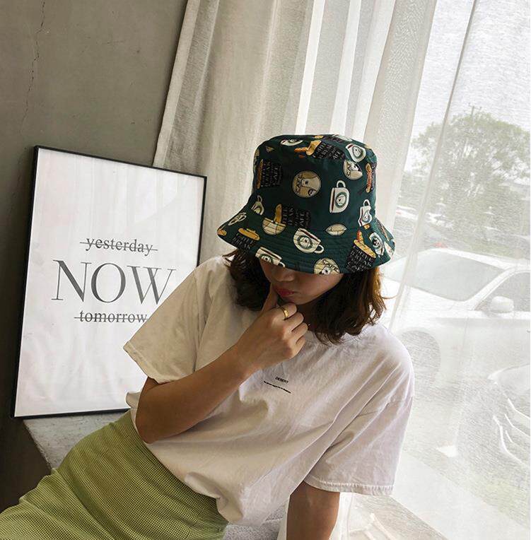 Lady Summer Fashion 100 Hitch Fisherman Hat Day Ensemble Art Graffiti Sunscreen Sunhat Outdoor Sunhat