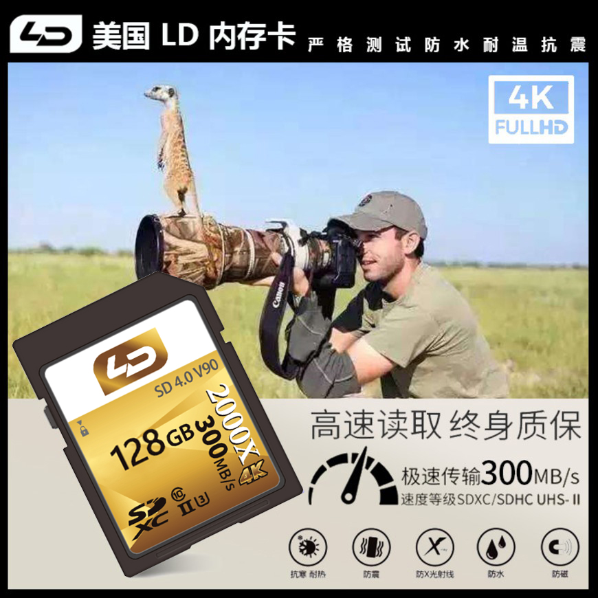 USA LD 128G 300MB s SD 4 0 V90 XC-II 2000X Single-eye Micro-SLR Camera High-speed Memory card