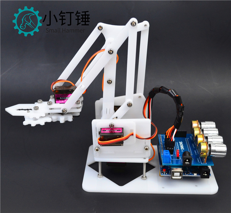 DIY机械手机械臂for arduino学习套件亚克力创客套件4自由度mg90s