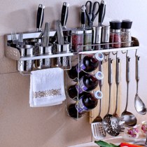  Kitchen shelf Wall-mounted punch-free condiment pendant Household space-saving multi-function 304 stainless steel knife holder