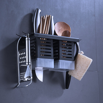  Chopstick tube wall-mounted kitchen shelf Chopstick cage storage box Household multi-function punch-free black chopstick storage rack