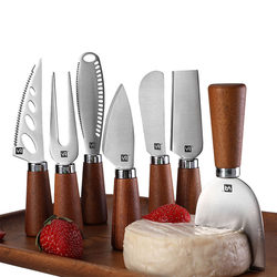 High-Quality Cheese Tools in Stock, Acacia Wood Handle Cheese Knife, Fork, Spatula, Stainless Steel Butter Knife, Cheese Knife