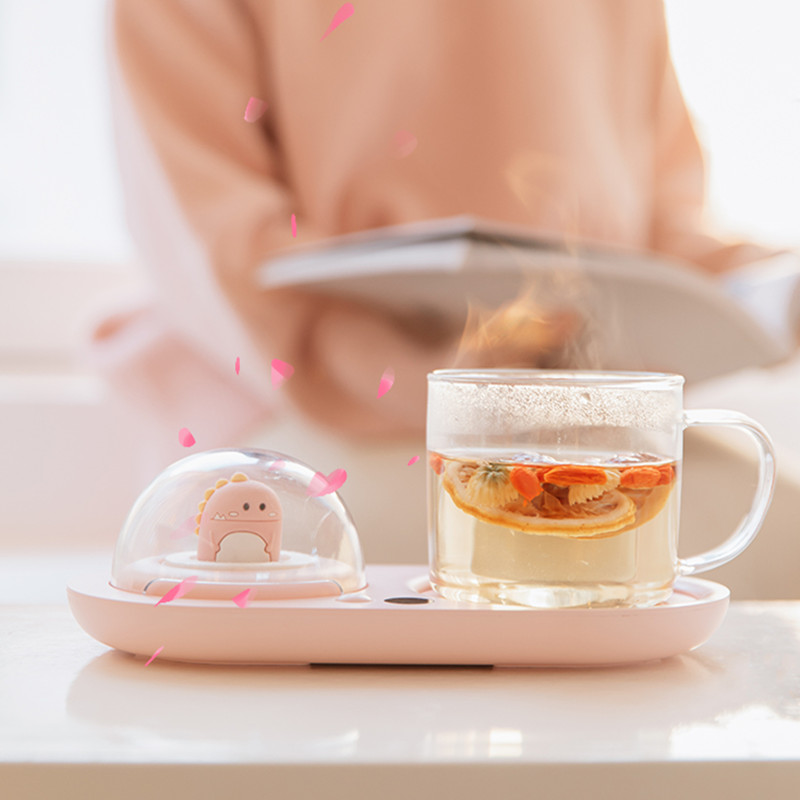 Yime Aroma Lavender Night Light Smart Warm Cup Mat Electric Heating Milk Automatic Thermostatic Base Insulated Warm Warm Cup