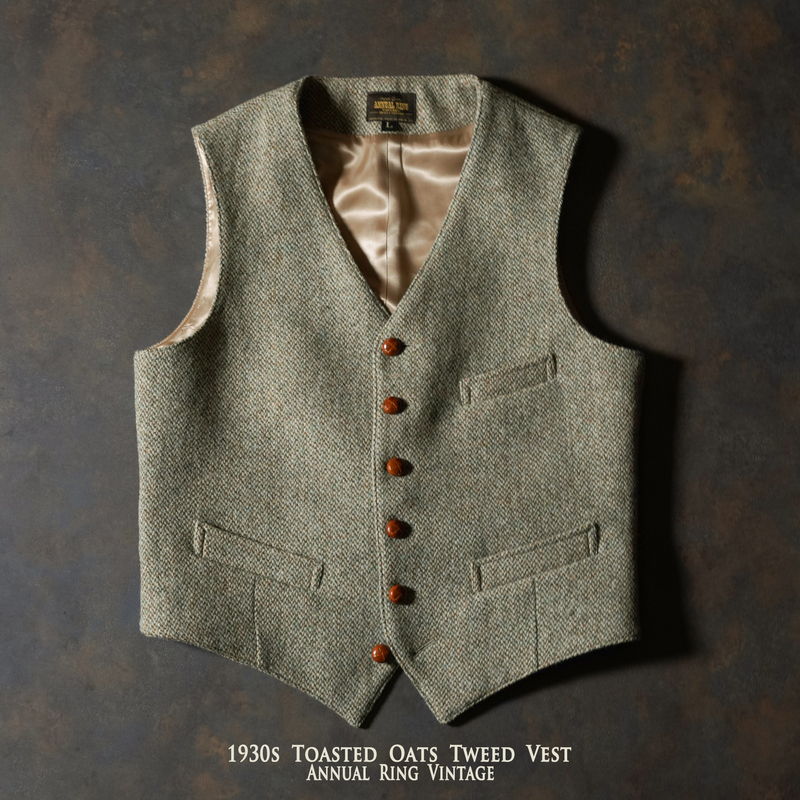 Annualring Vintage Tweed Slim Fit Vest Casual Wool Vest for Men