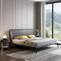 Italian minimalist pi yi chuang Master Bedroom 1 8m double nuptial bed modern minimalist small single bed light luxury zhen leather bed