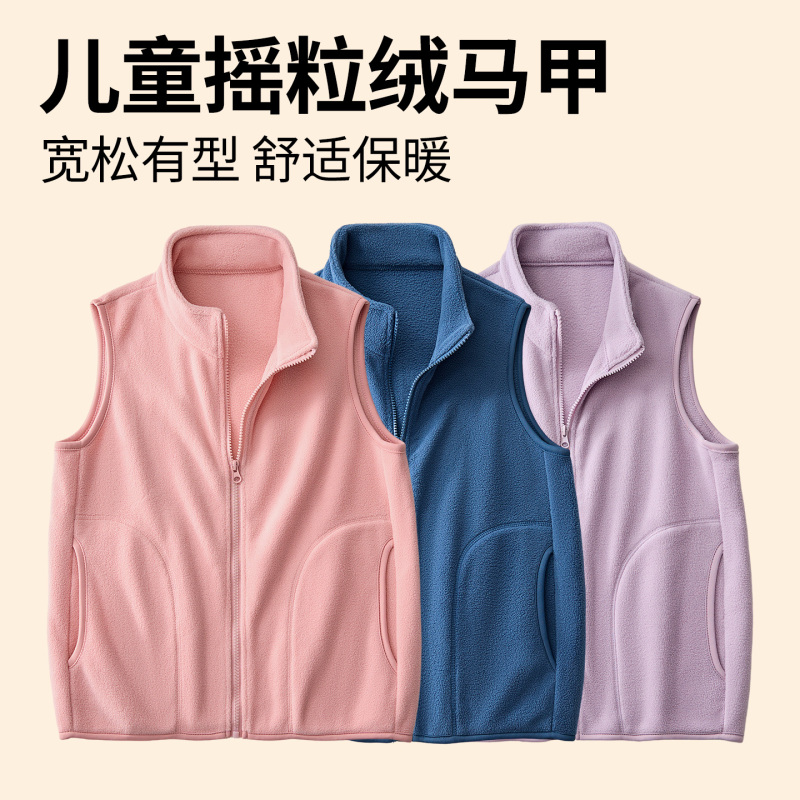 Children's Spring, Autumn, and Winter Fleece Warm School Uniform Vest for Boys and Girls, Suitable for Older Children, Fleece Outerwear for Girls