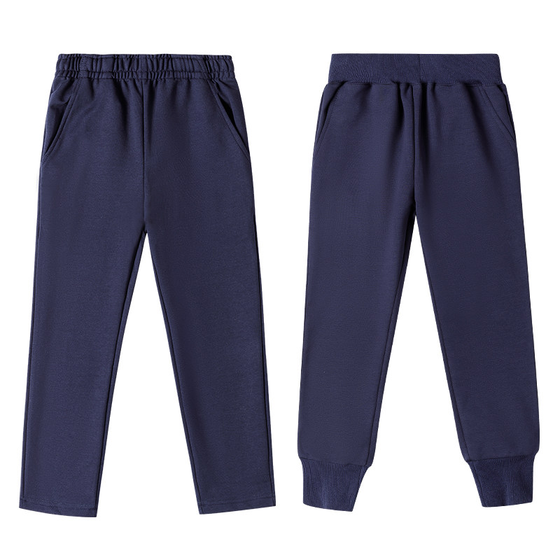 Boy Dark Blue Trackpants Summer Thin Girl School Uniform Pants Children Long Pants CUHK Child Elementary Students Hide Cyan Pants