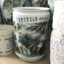 Jingdezhen ceramic calligraphy and painting cylinder quiver umbrella tube hand-painted blue and white household accessories floor vase