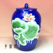 Jingdezhen ceramic rice tank rice barrel 20kg 50kg rice tank with cover water tank wine tank oil tank tea pot pickled vegetable tank
